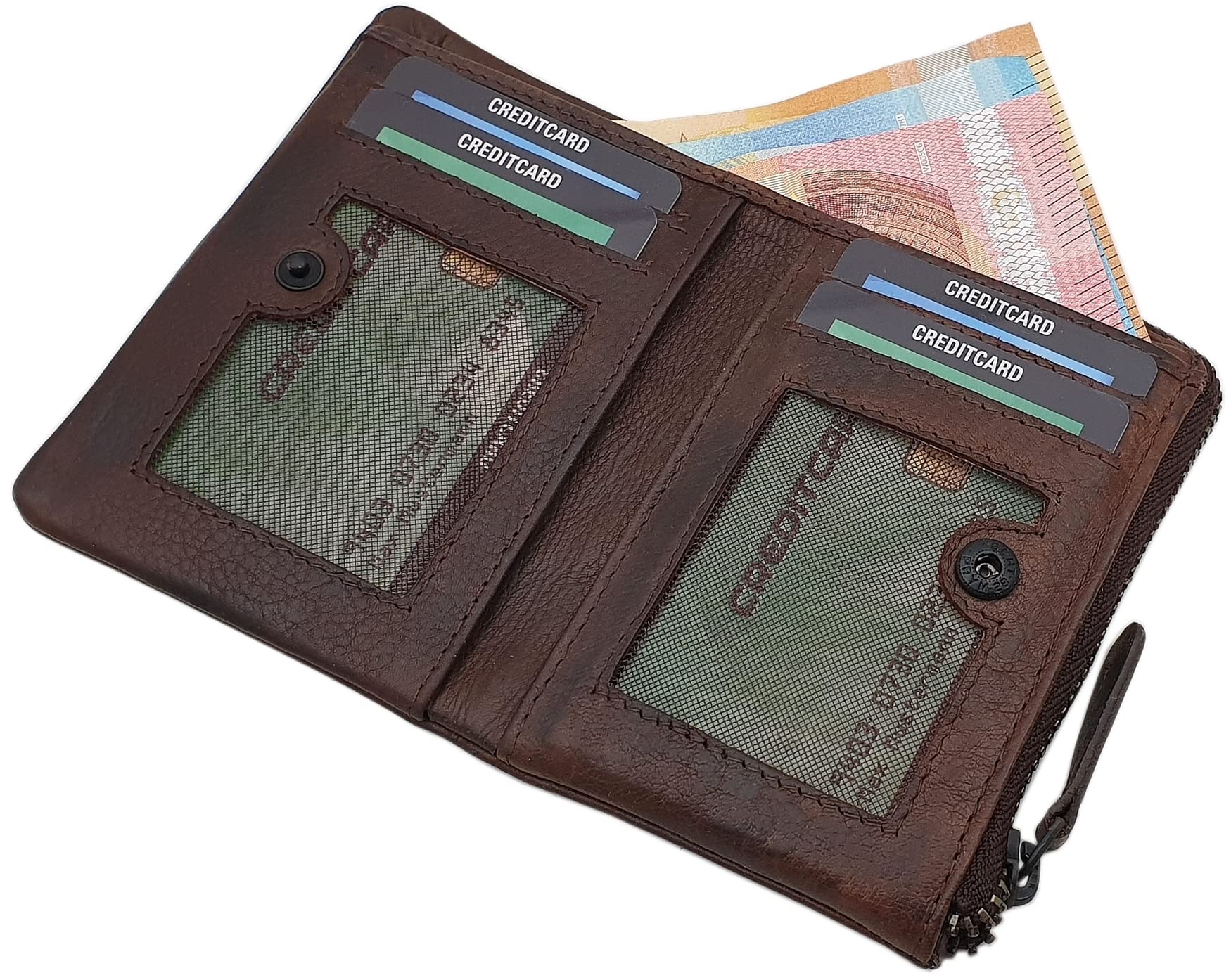myledershop Herren Geldbörsen portafoglio marrone RFID NFC