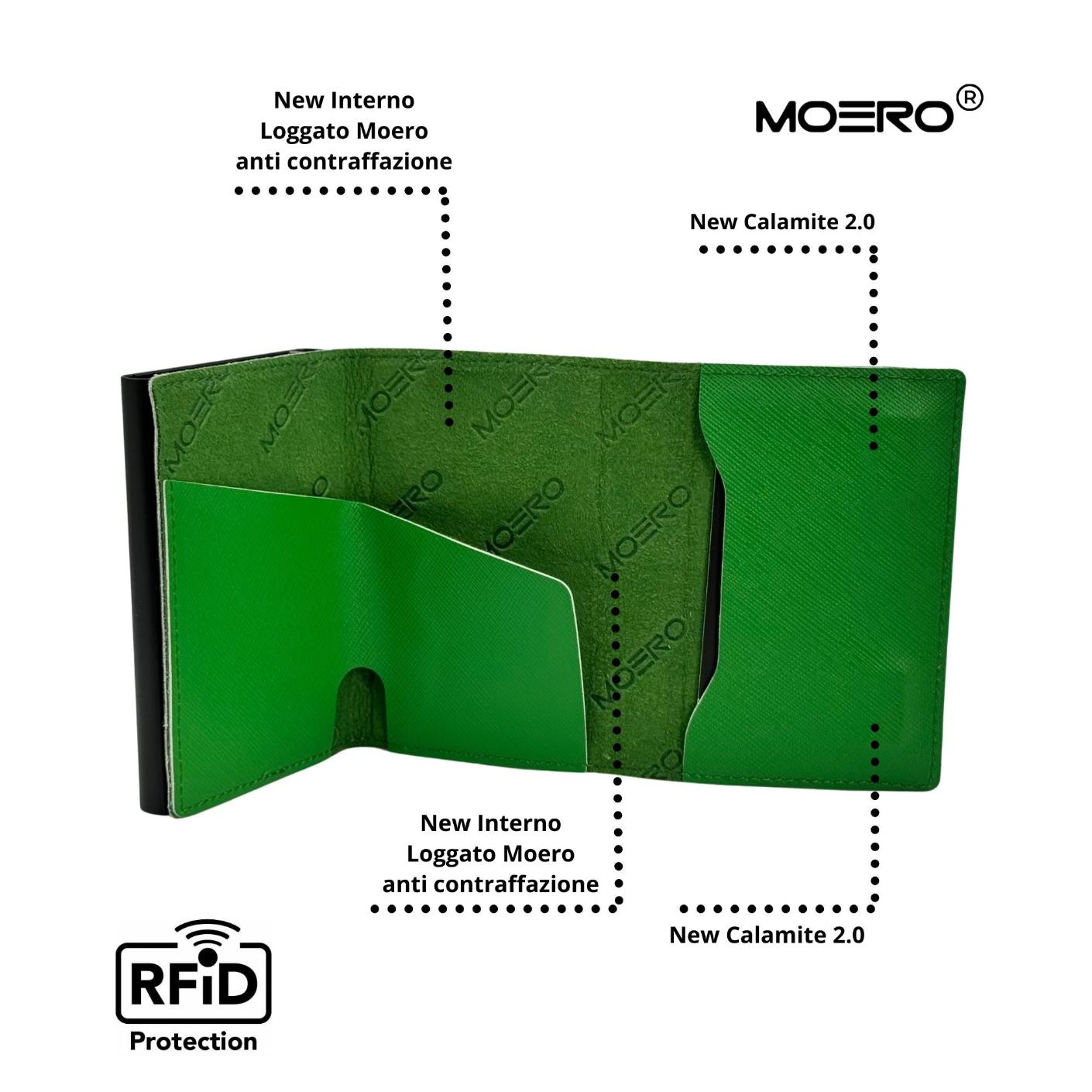 Moero Linea PRO PRO Saffiano portafoglio verde smeraldo RFID