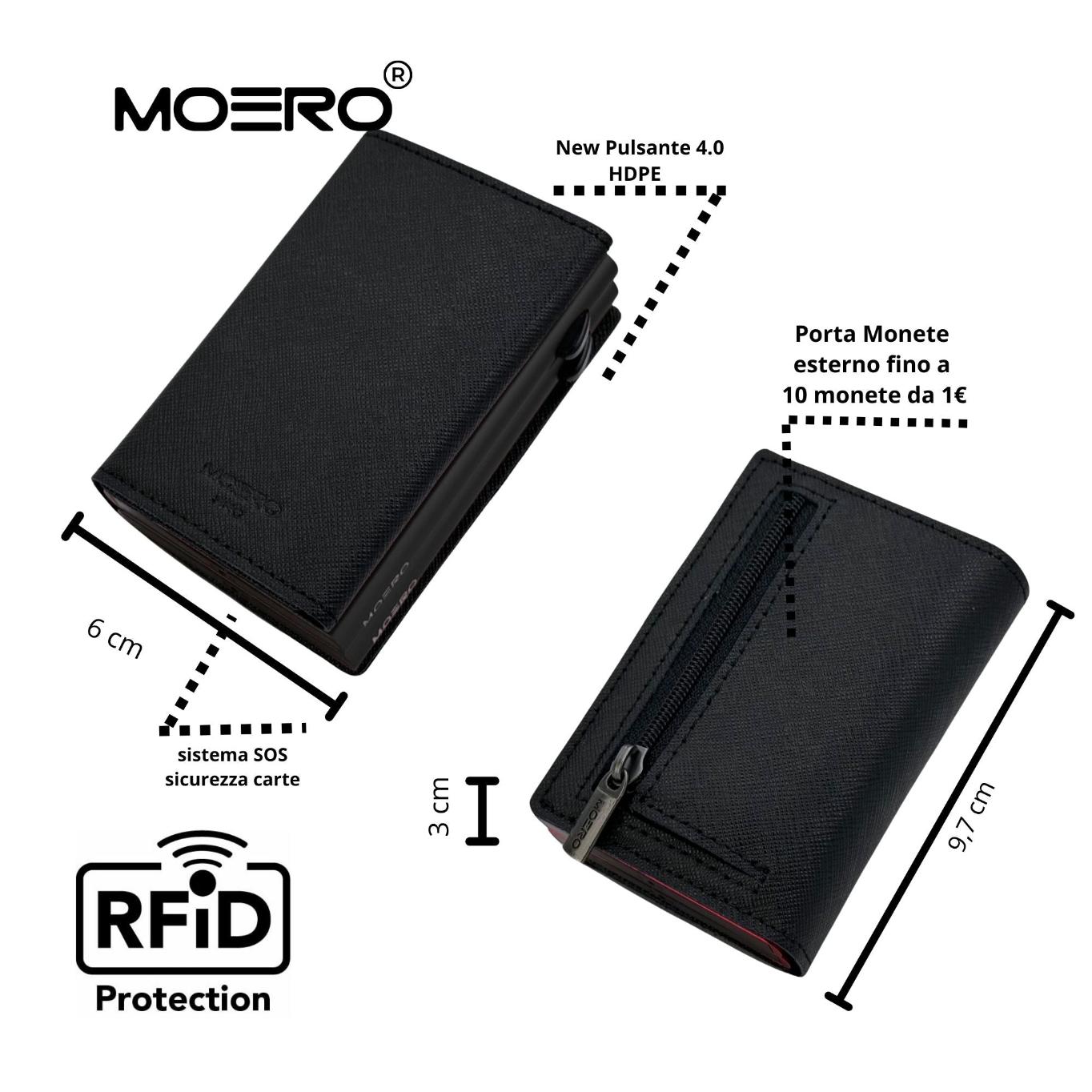 Moero Linea PRO Dual Zip Saffiano portafoglio nero antigraffio
