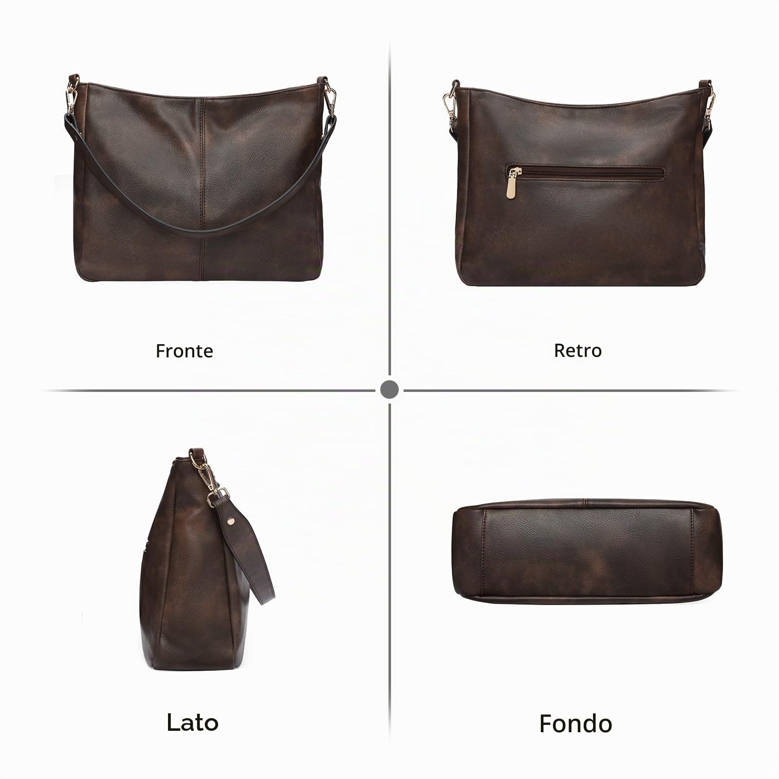 GOIACII BAG borsa a tracolla grande color caffè