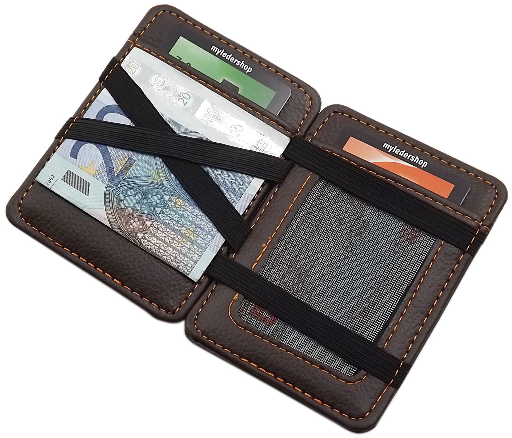 myledershop Karten- und Ausweisetuis portafoglio magico marrone in ecopelle