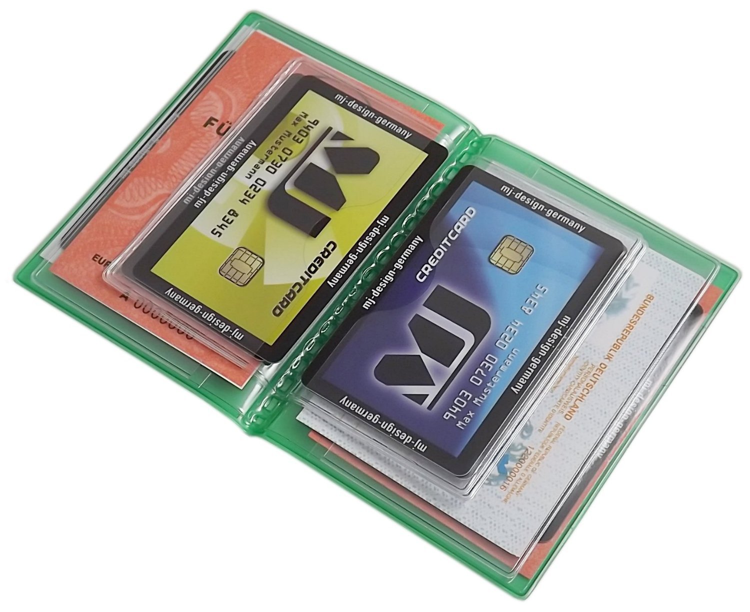 myledershop Karten- und Ausweisetuis porta documenti 10 scomparti verde