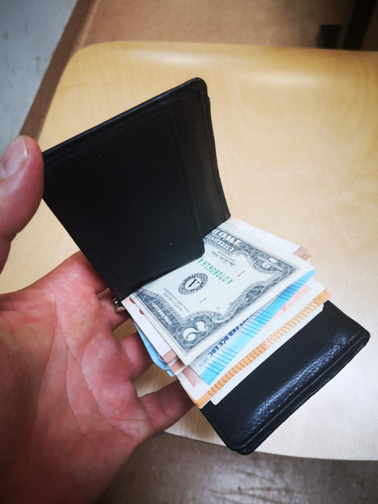 myledershop Brieftaschen Dollarclip portafoglio con clip nero in pelle di vitello