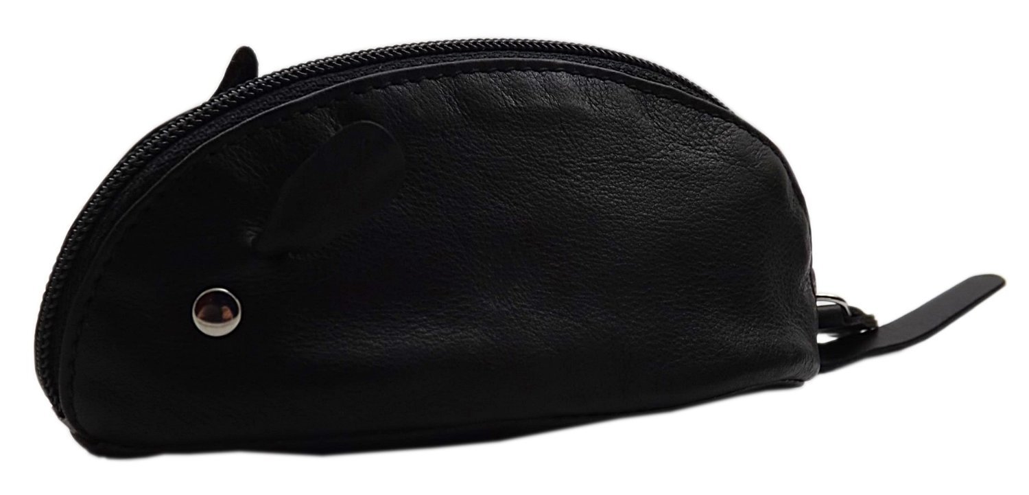 myledershop Schlüsseltaschen portachiavi in pelle nero con cerniera