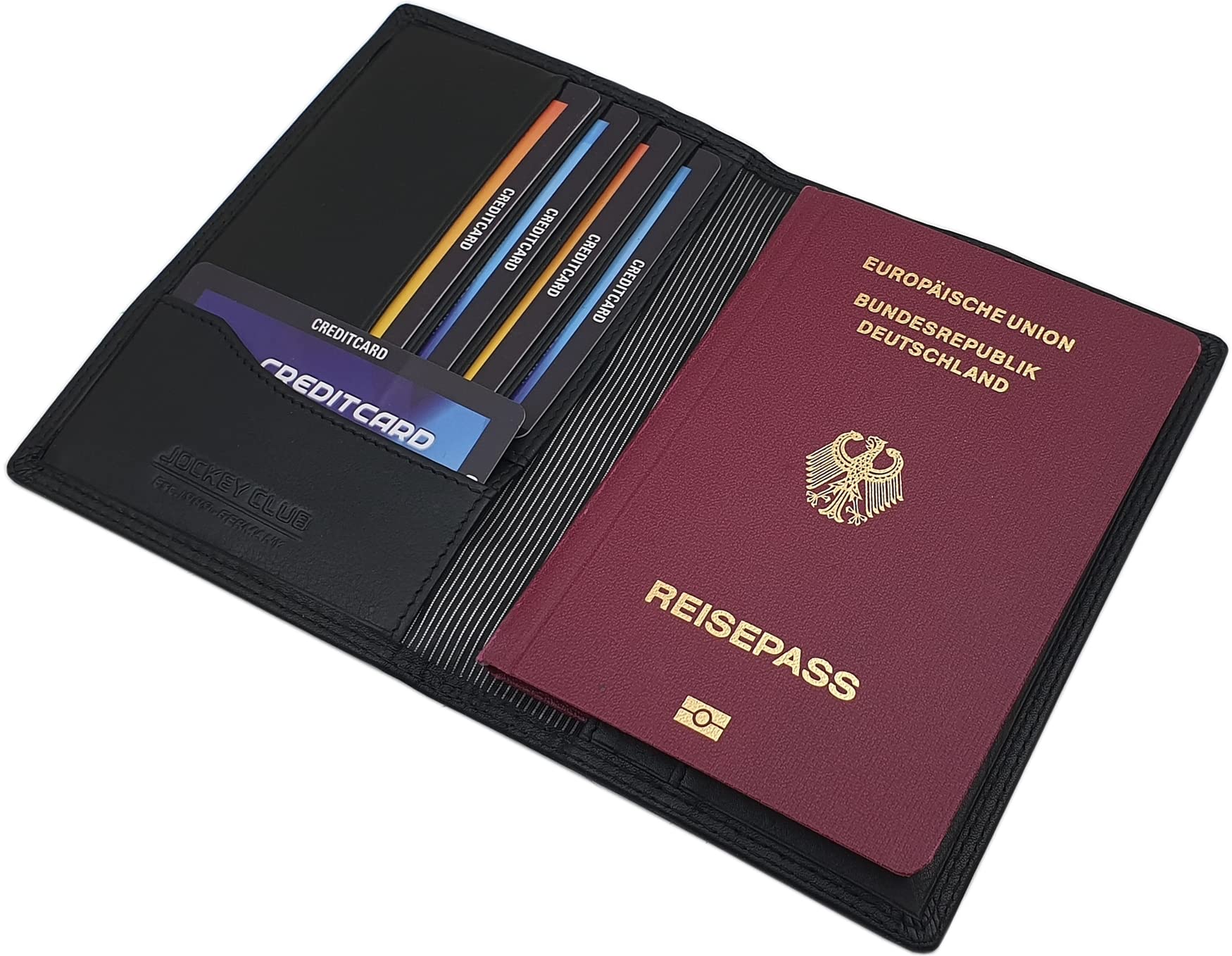myledershop Impf- und Reisepass Mappen custodia passaporto nera RFID