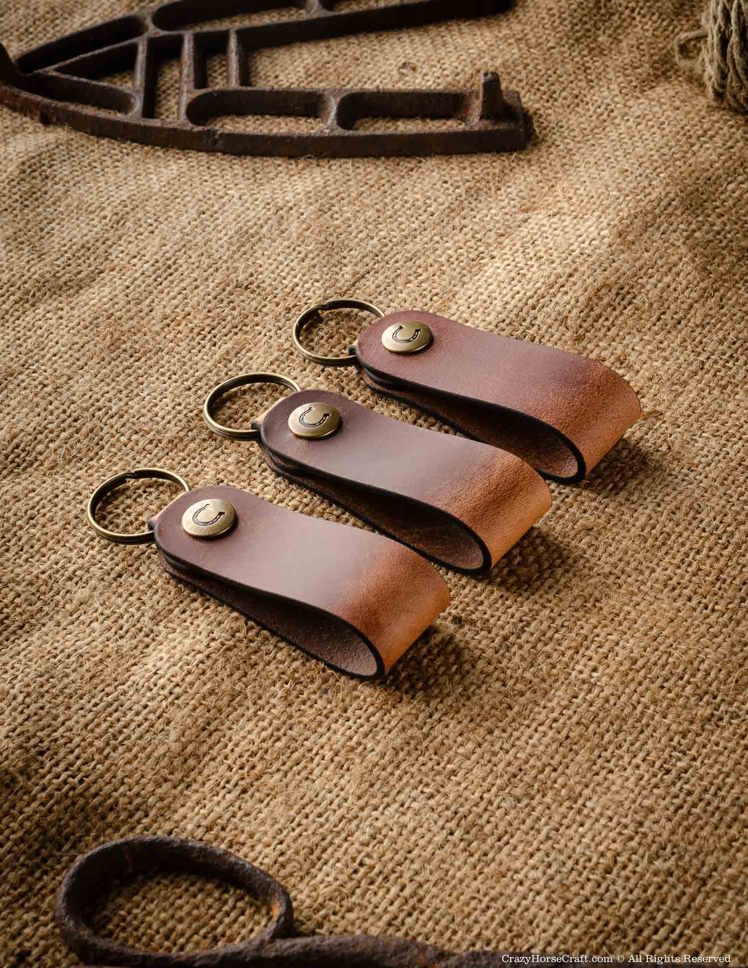 Crazy Horse Craft Key Holders Set Of 3 Veg-Tanned Leather Key Fobs portachiavi
