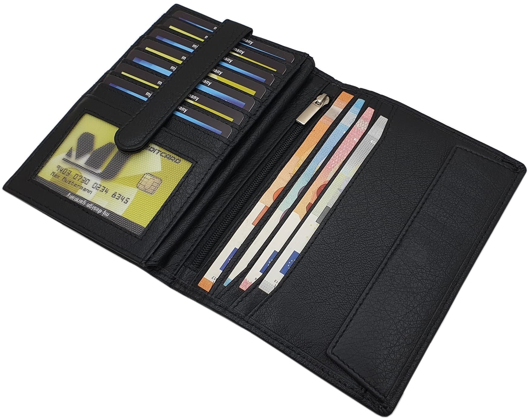 myledershop Herren Geldbörsen portafoglio uomo Nero pelle bufalo RFID NFC