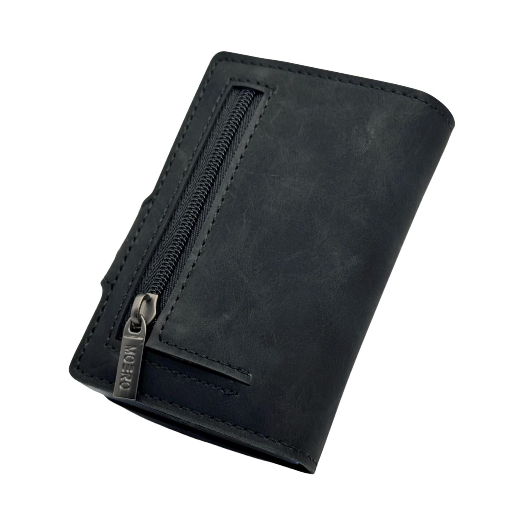 Moero Linea Classic Classic Zip Vintage portafoglio Black con portamonete zip