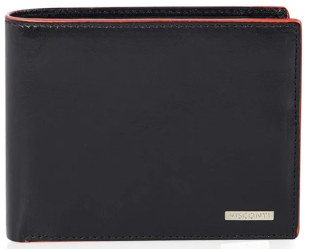Visconti Alps portafoglio uomo in pelle a piegatura tripla nero arancio RFID