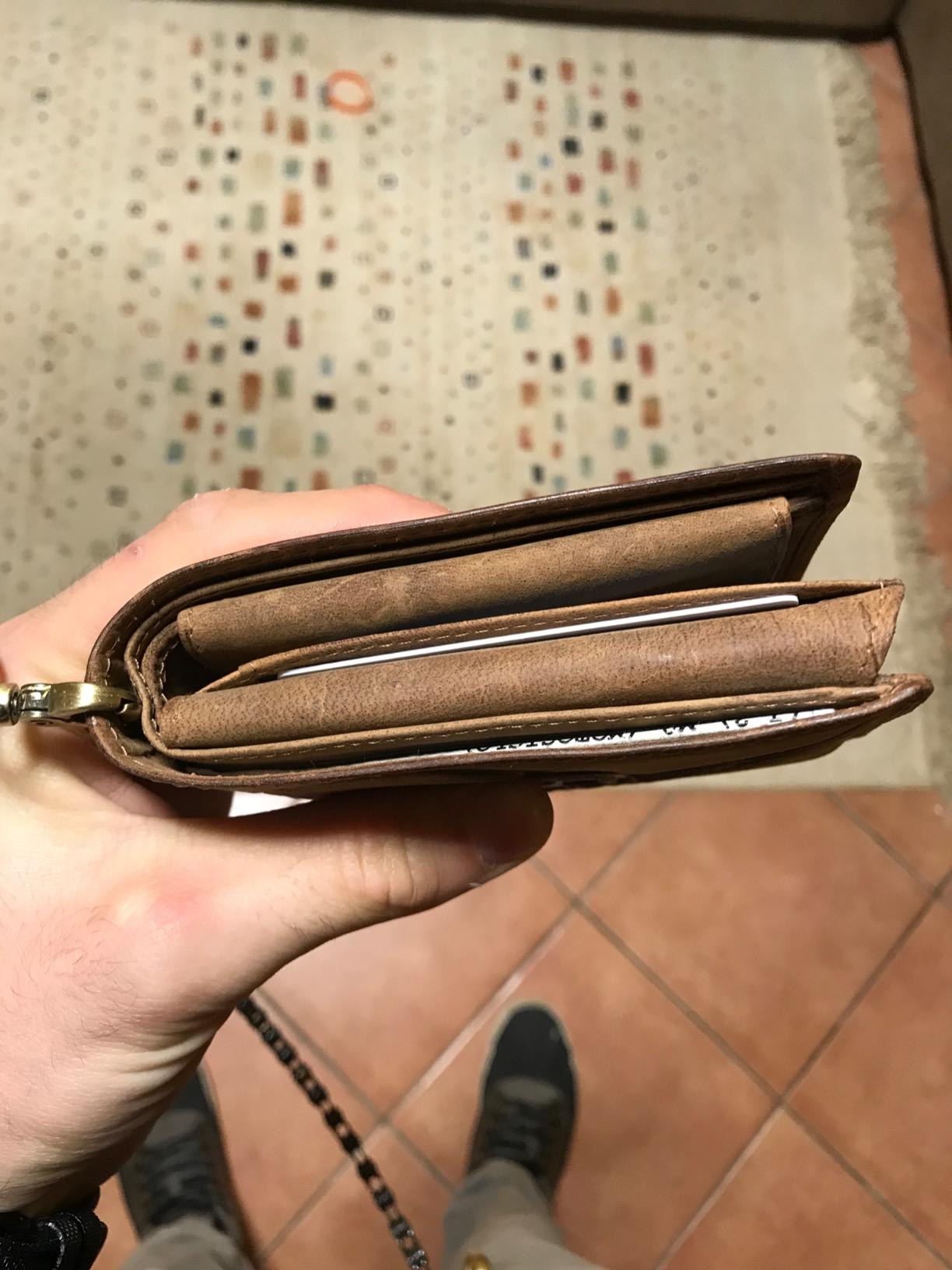 myledershop Bikerbörsen portafoglio verticale marrone RFID