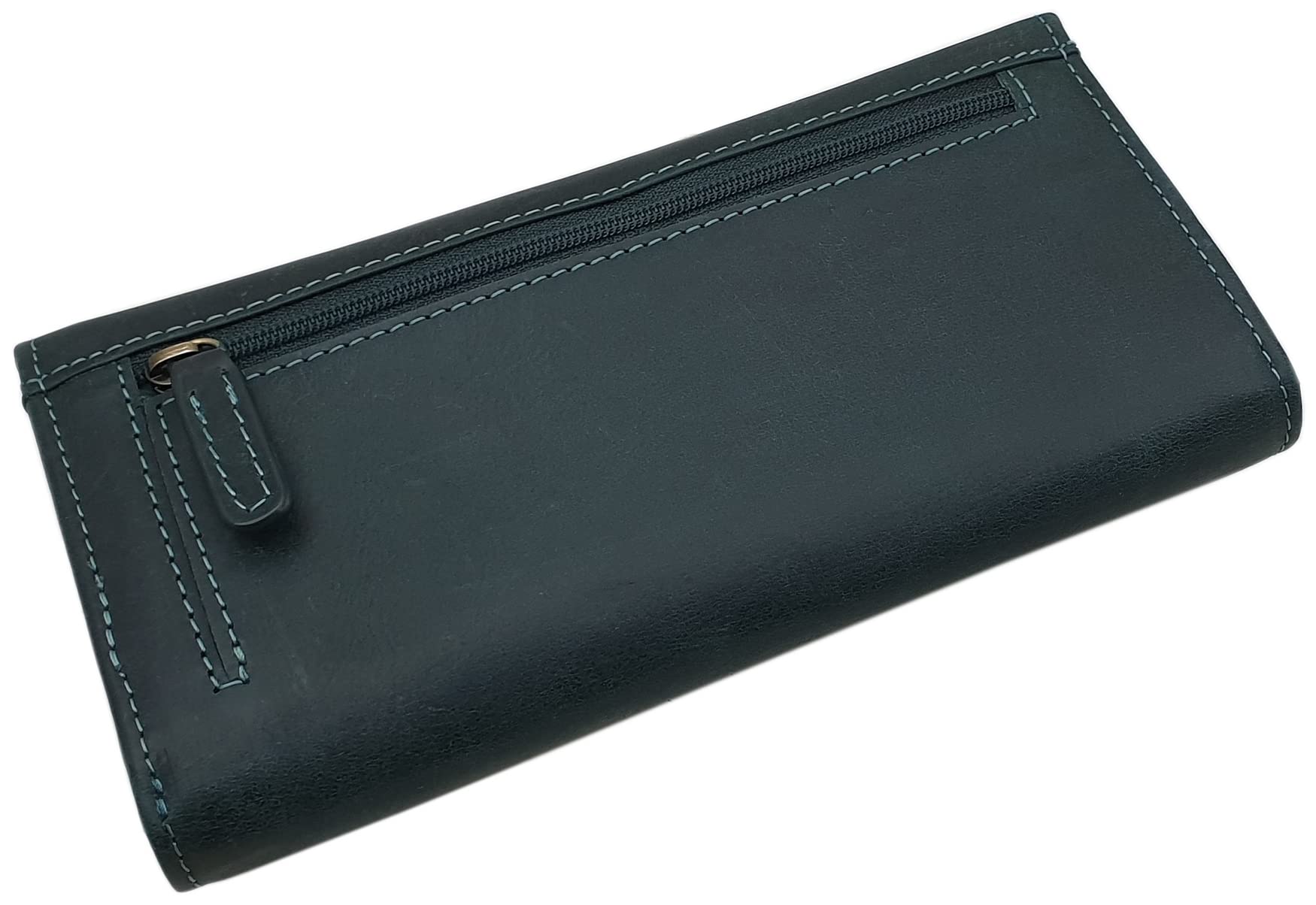 myledershop Damen Geldbörsen portafoglio donna verde scuro RFID