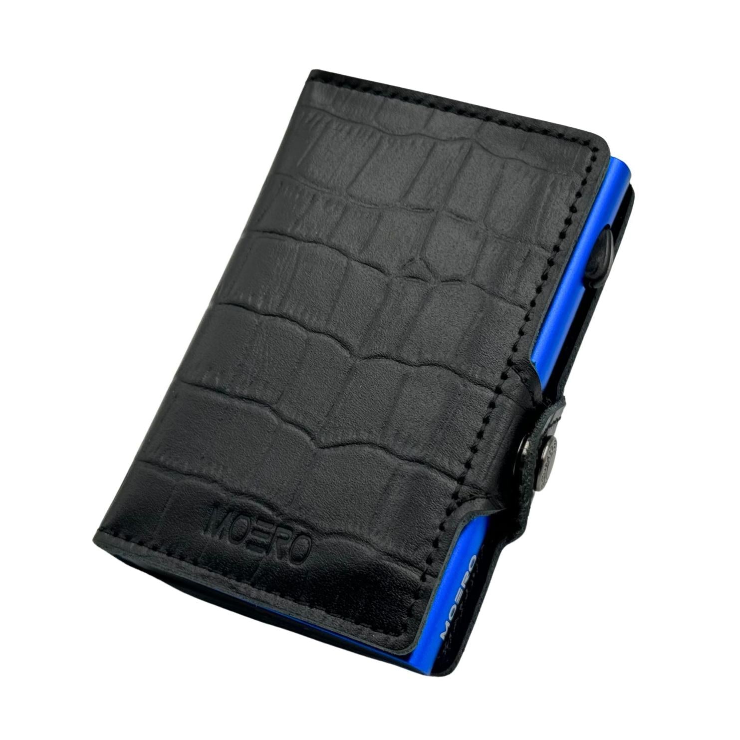 Moero Linea Classic Classic Croco portafoglio nero con stampa coccodrillo