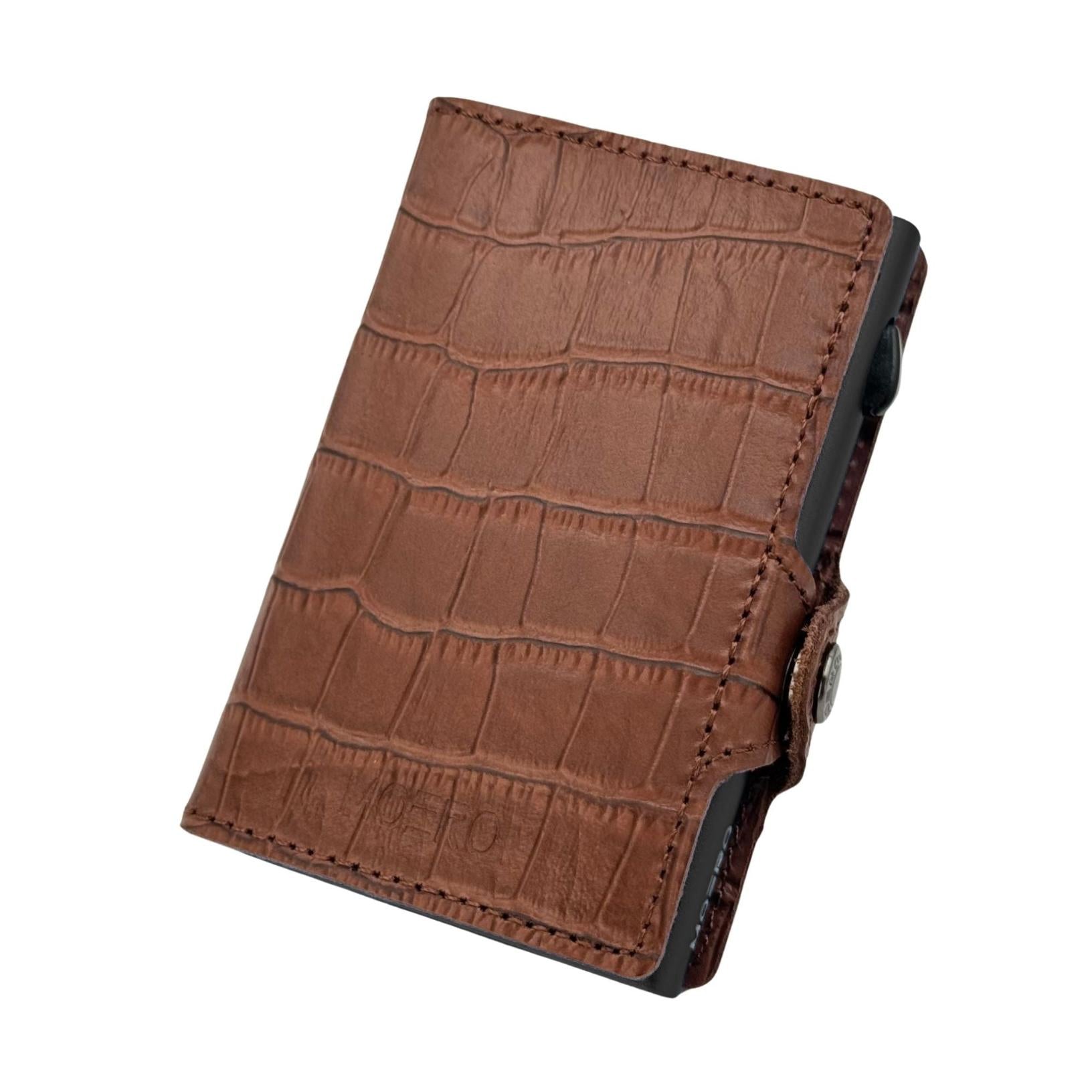Moero Linea Classic Croco portafoglio marrone RFID
