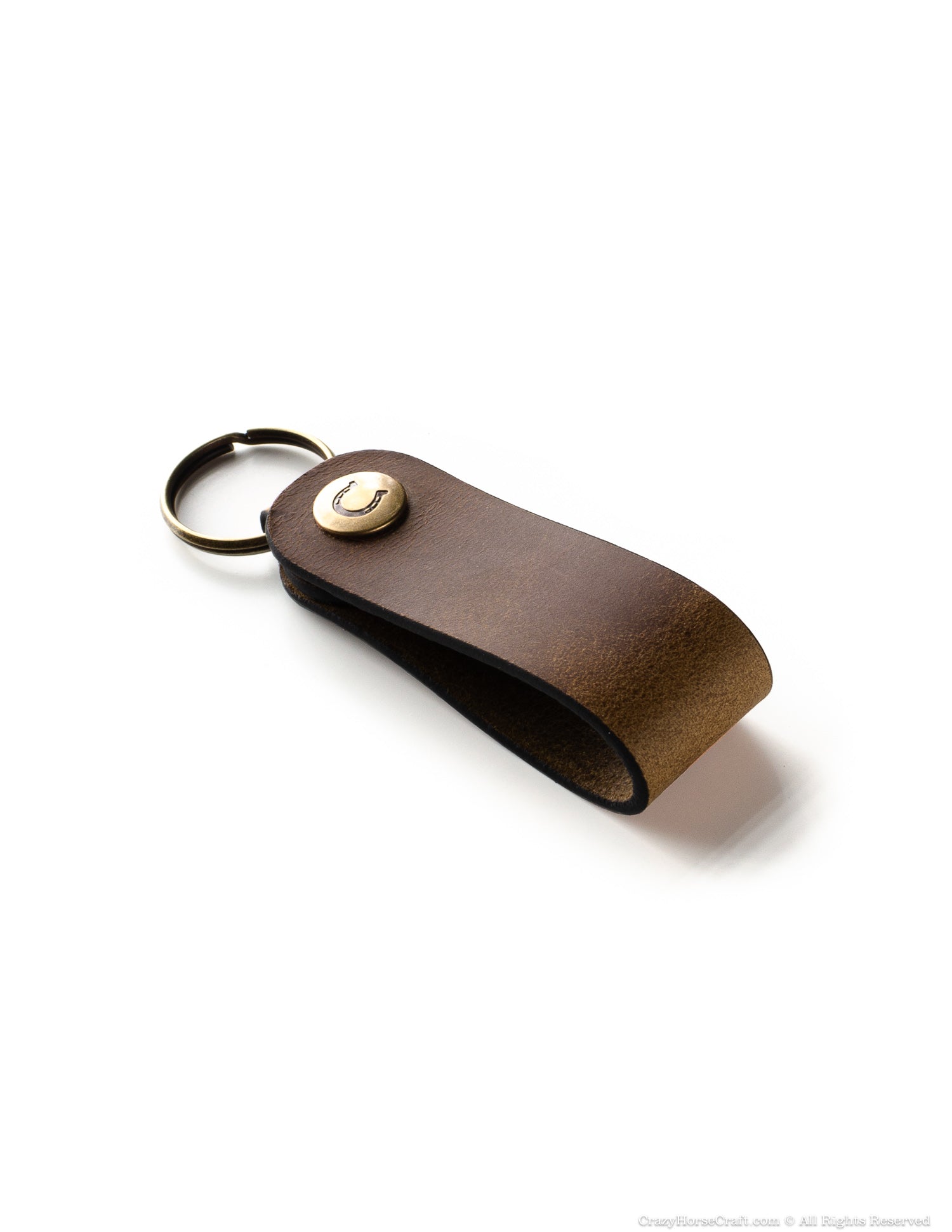 Crazy Horse Craft Key Holders Veg-Tanned Leather Key Fob portachiavi Classic Brown
