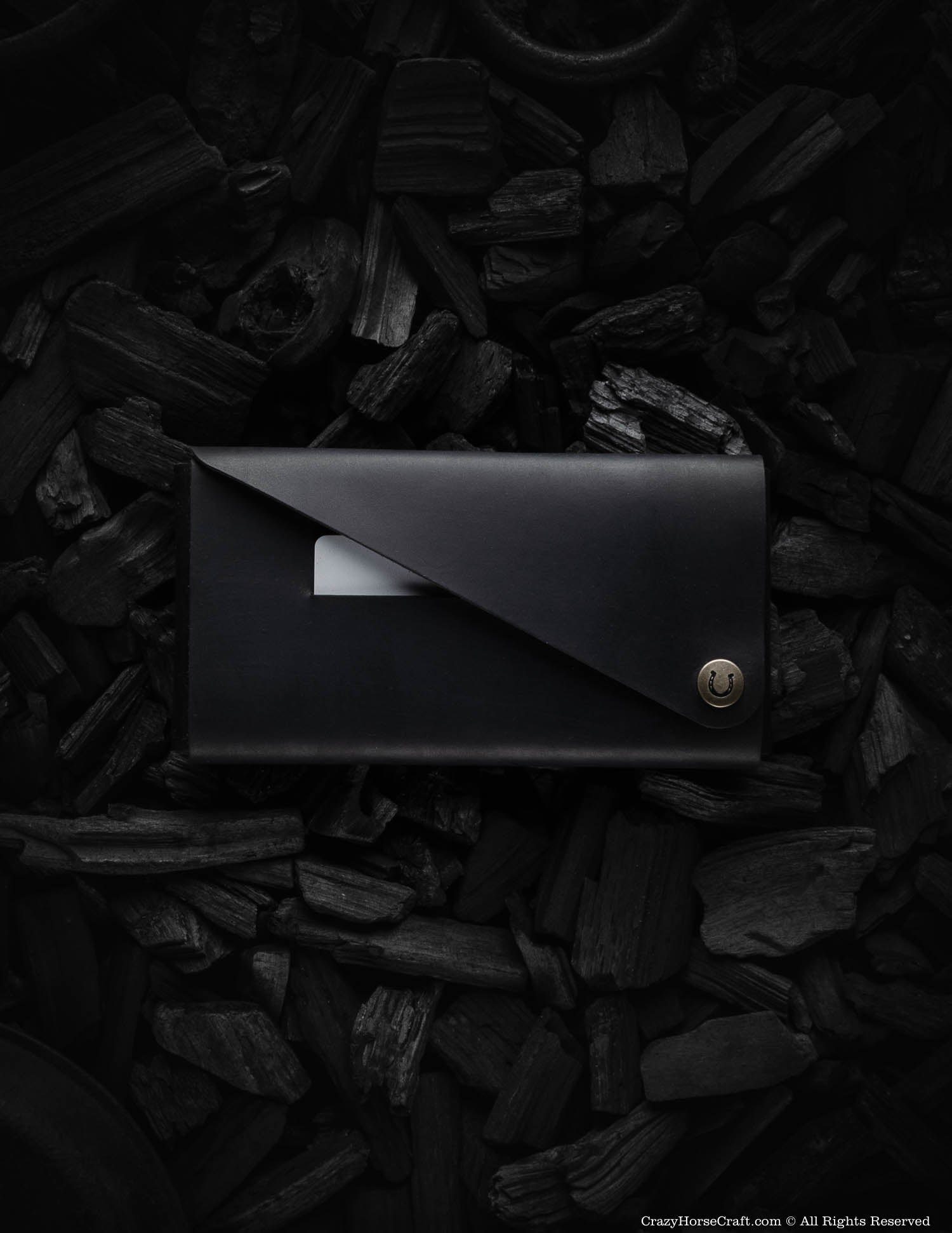 Crazy Horse Craft Minimalist Series portafoglio custodia iPhone Carbon Black in pelle