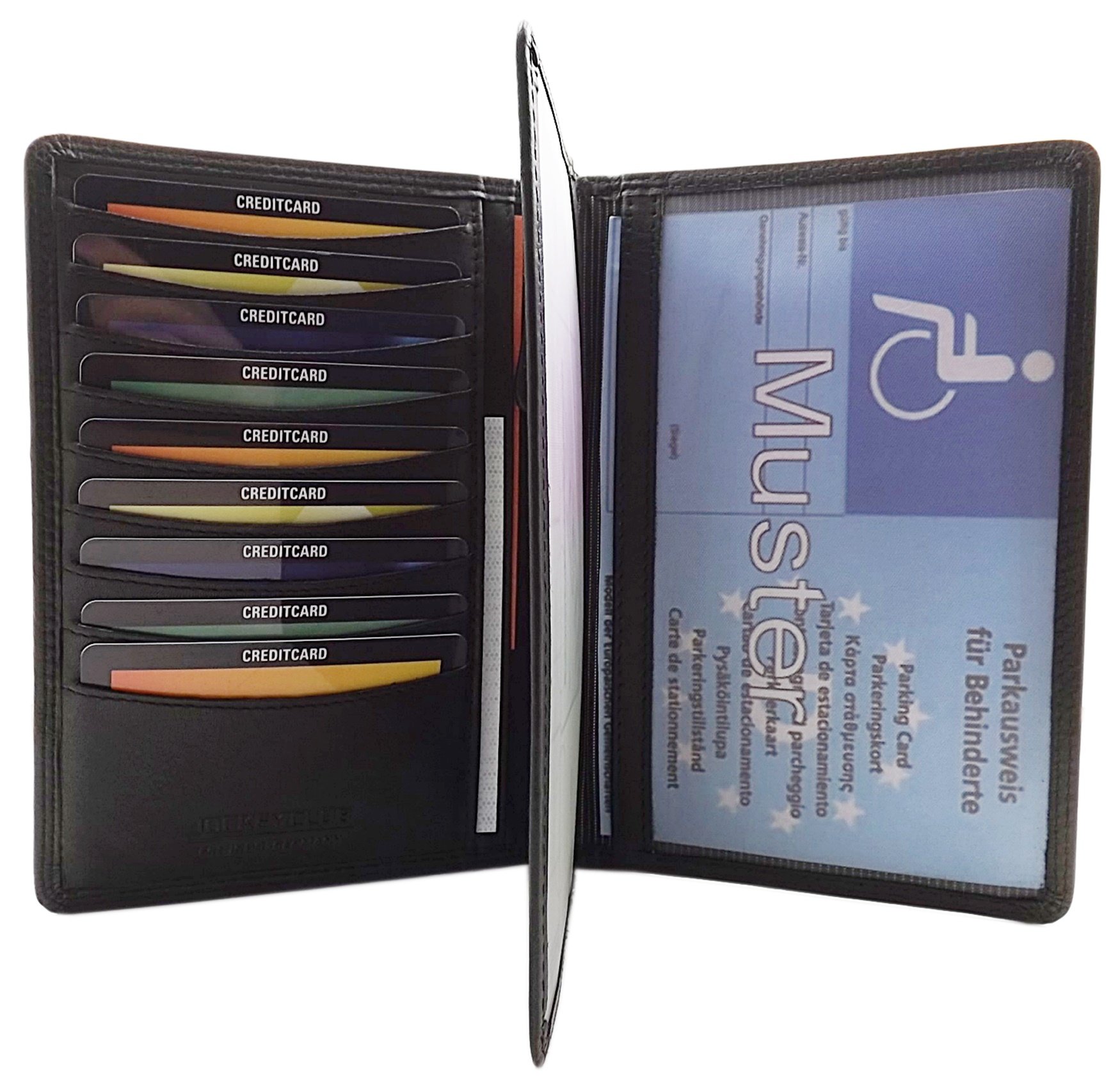 myledershop Herren Geldbörsen portafoglio grande nero vacchetta nappa