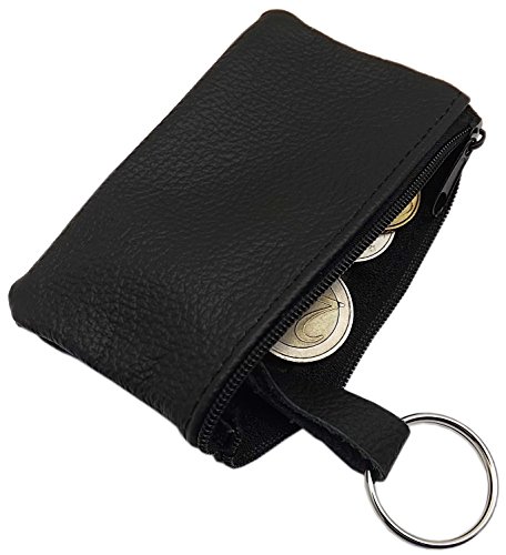 myledershop Schlüsseltaschen portachiavi in pelle nero con zip