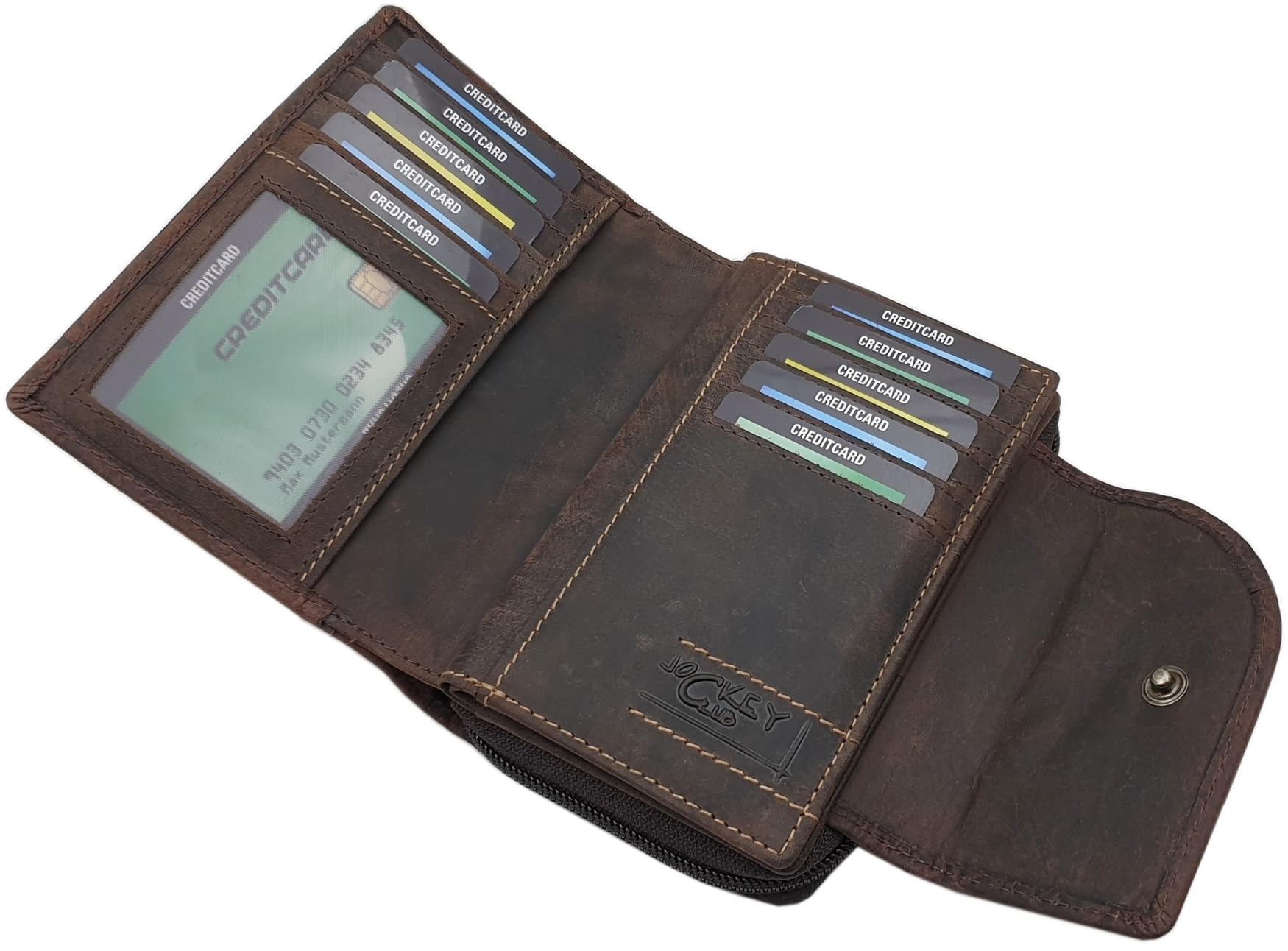 myledershop Damen Geldbörsen portafoglio donna pelle bufalo marrone RFID