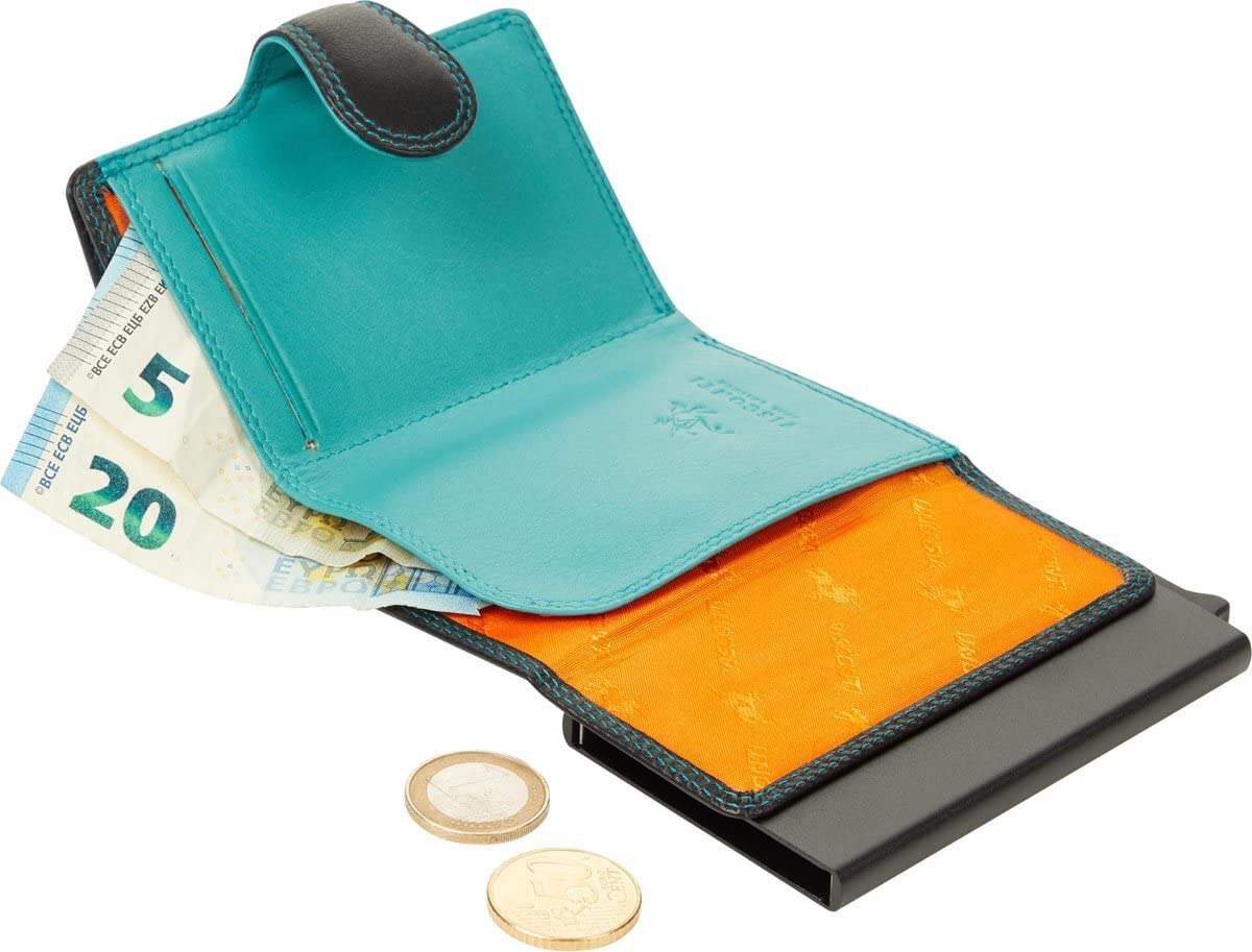 Visconti Slim porta carte nero aqua RFID con portamonete