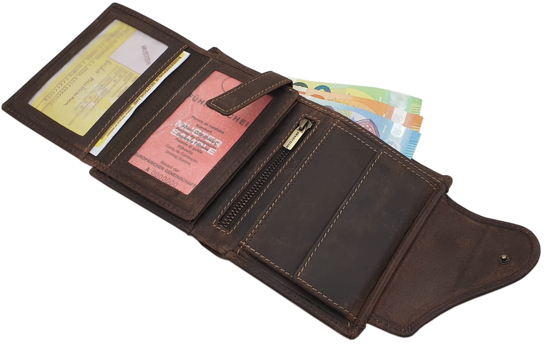 myledershop Damen Geldbörsen Vacchetta portafoglio donna Marrone RFID