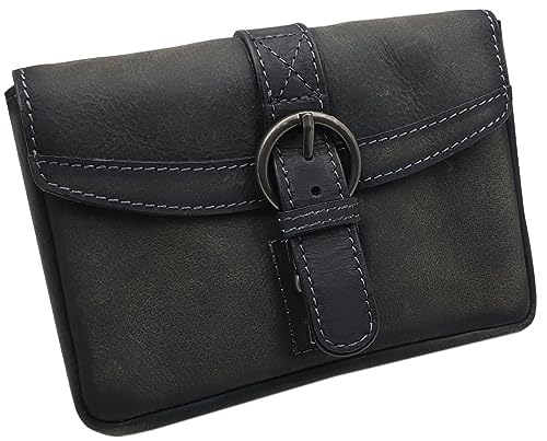 myledershop Gürtel-/Taschen marsupio in pelle di bufalo grigio vintage