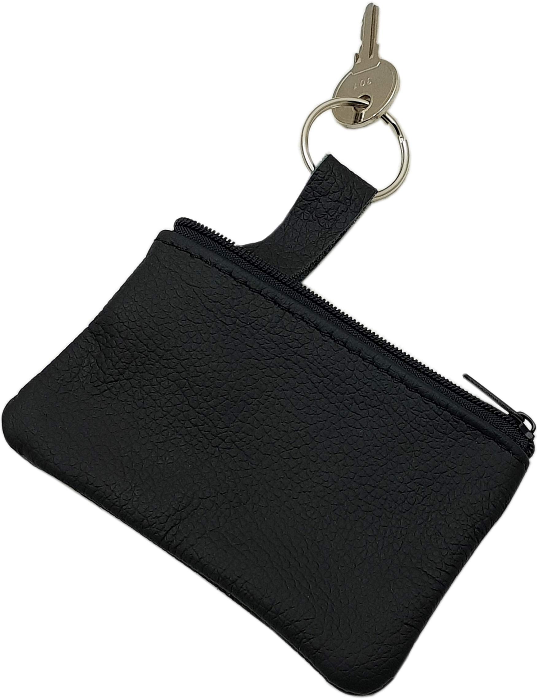 myledershop Schlüsseltaschen portachiavi in pelle nero con zip
