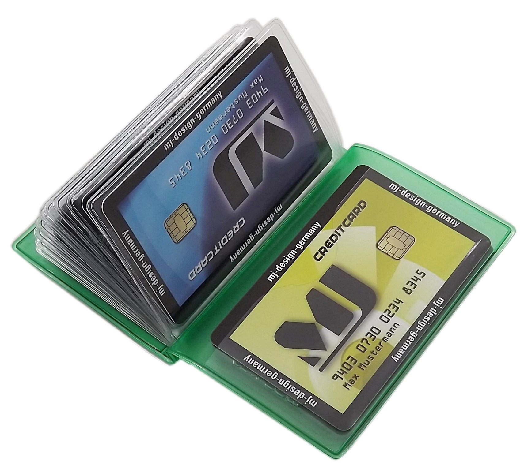 myledershop Kredit- und Visitenkartenetuis porta carte di credito 12 scomparti verde
