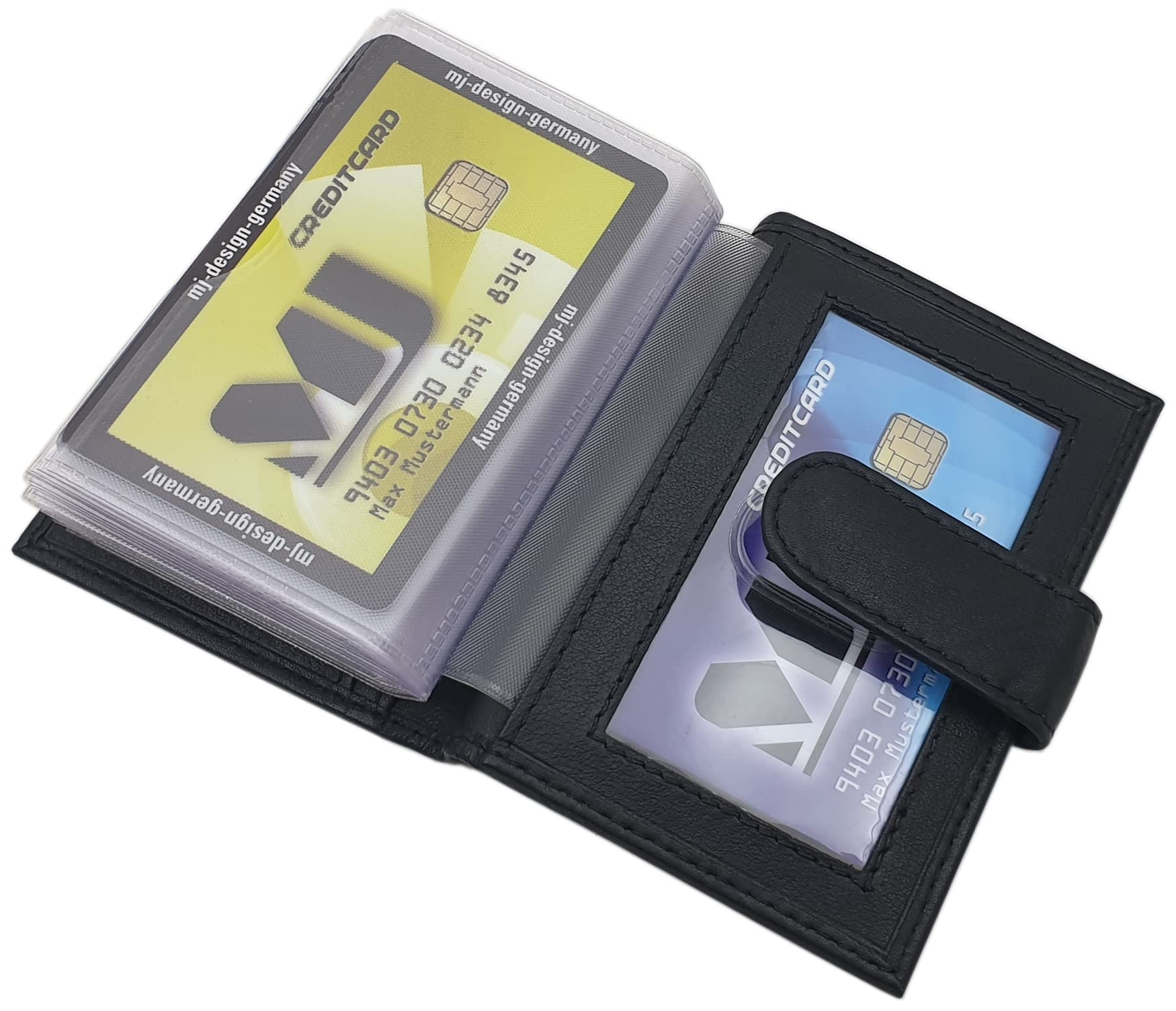 myledershop Kredit- und Visitenkartenetuis porta carte Nero 22 scomparti pelle