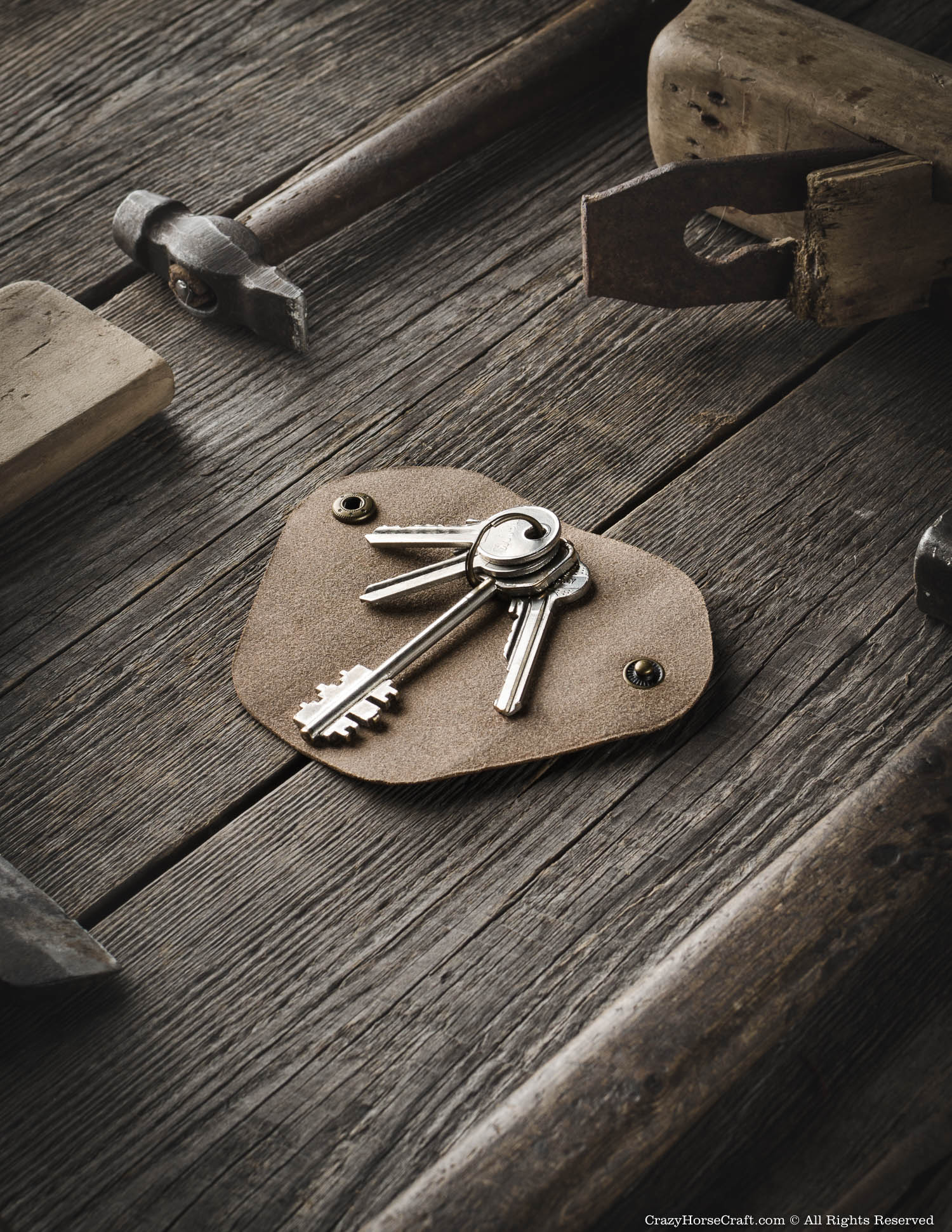 Crazy Horse Craft Key Holders portachiavi in pelle Wood Brown