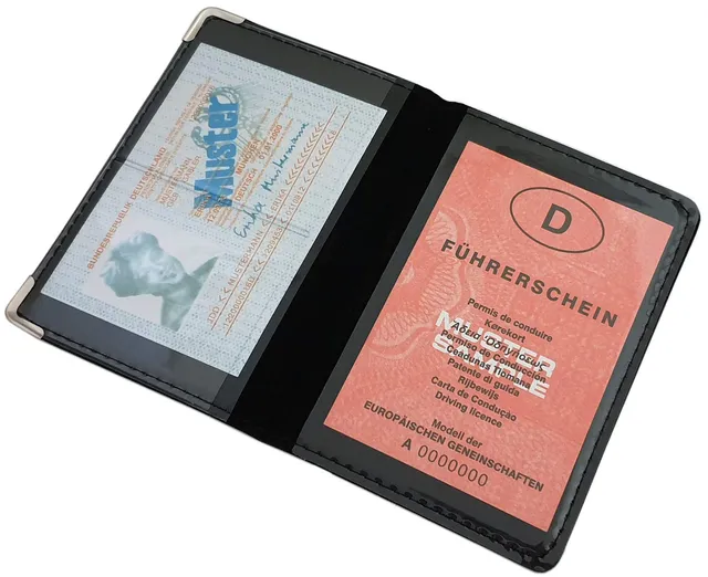 myledershop Karten- und Ausweisetuis porta carte identità e credito nero in ecopelle