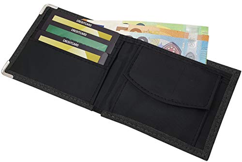 myledershop Herren Geldbörsen portafoglio orizzontale grigio scuro con angoli in metallo
