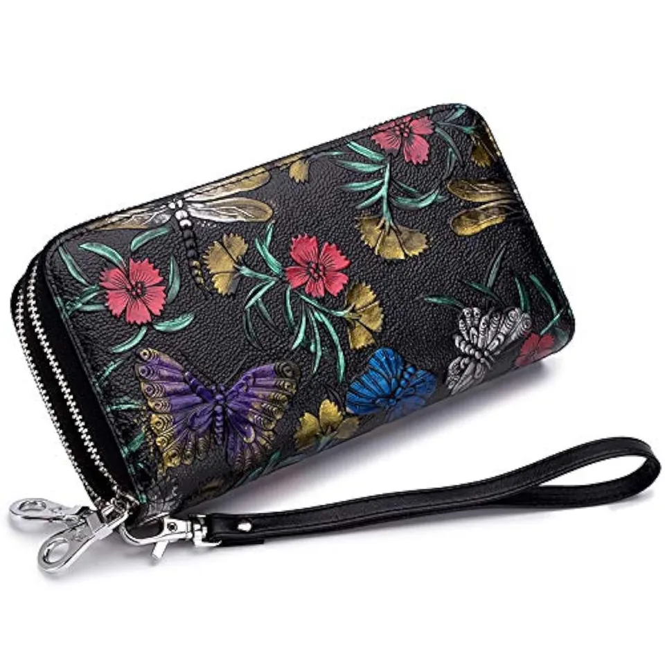 GOIACII WOMEN'S LARGE WALLET portafoglio donna doppia zip RFID