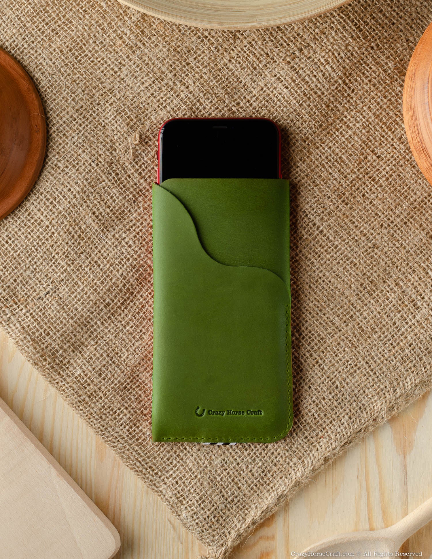 Crazy Horse Craft Phone Cases Leather Phone Case/Wallet custodia iPhone Alpine Green