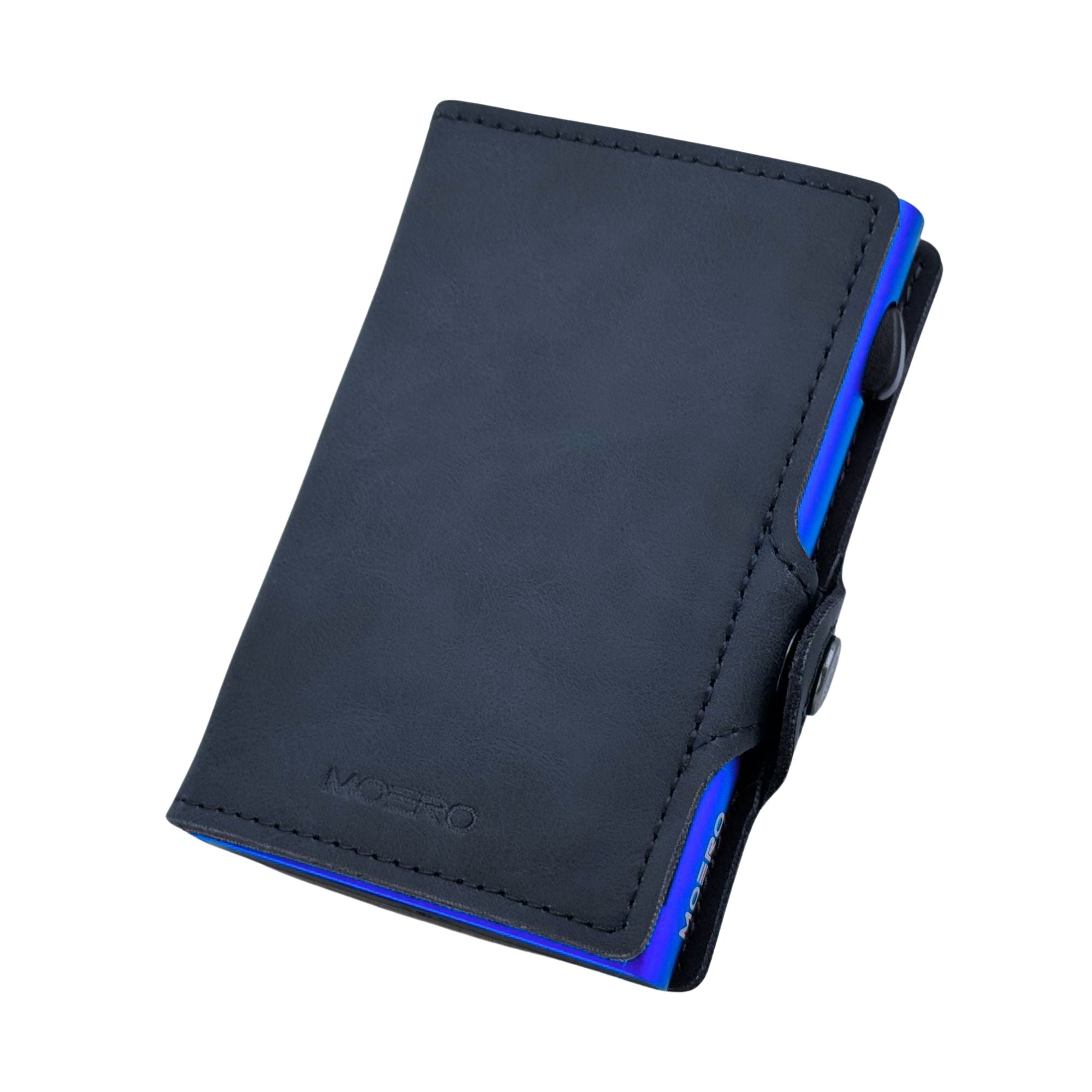 Moero Linea Classic Vintage Blue ZIP portafoglio ecopelle blu