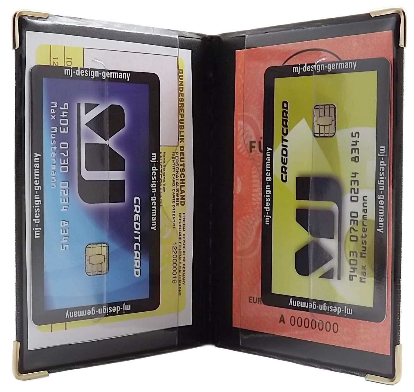 myledershop Karten- und Ausweisetuis porta documenti Design 2 Nero 4 scomparti