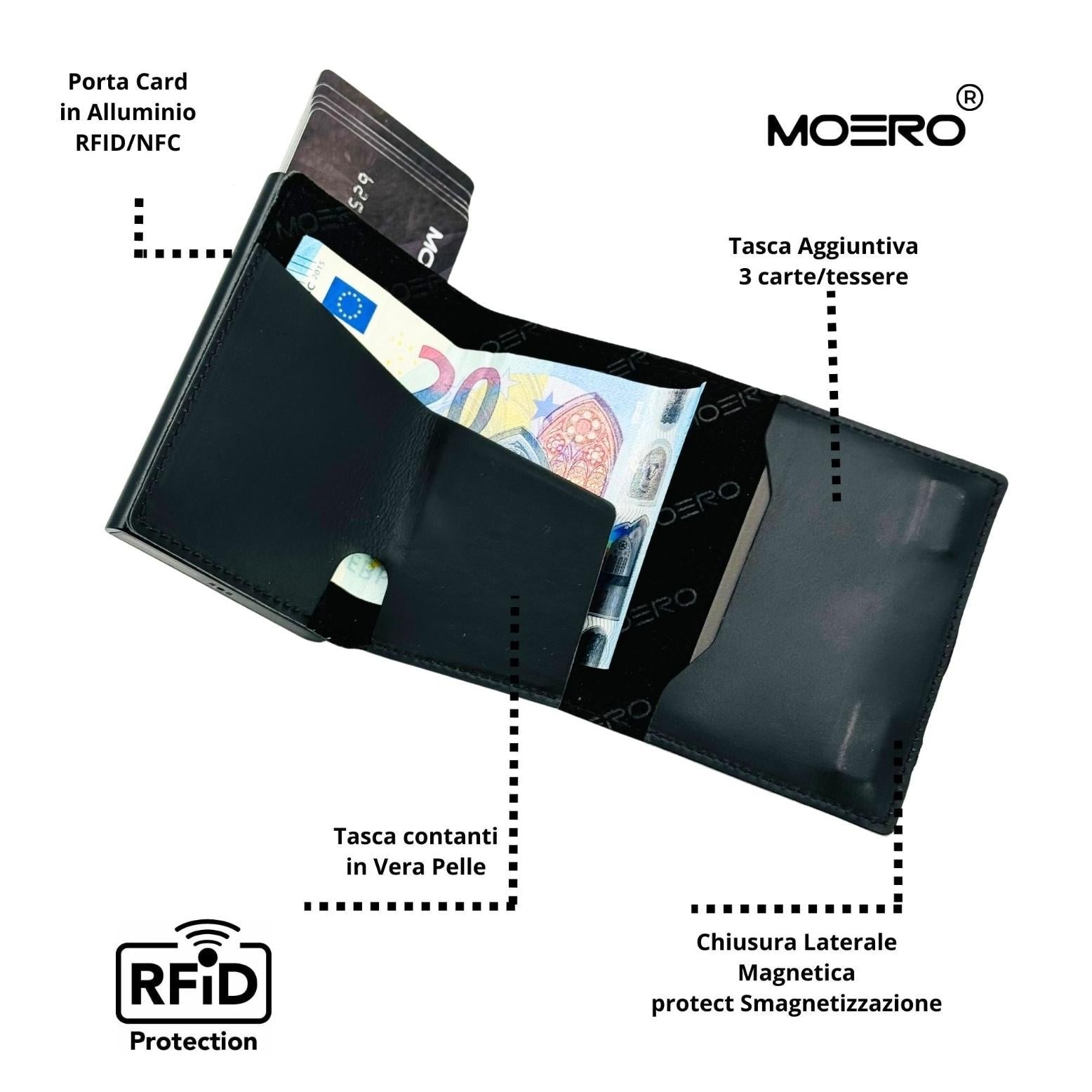 Moero Linea PRO Prestige portafoglio in pelle Black 4.0 RFID