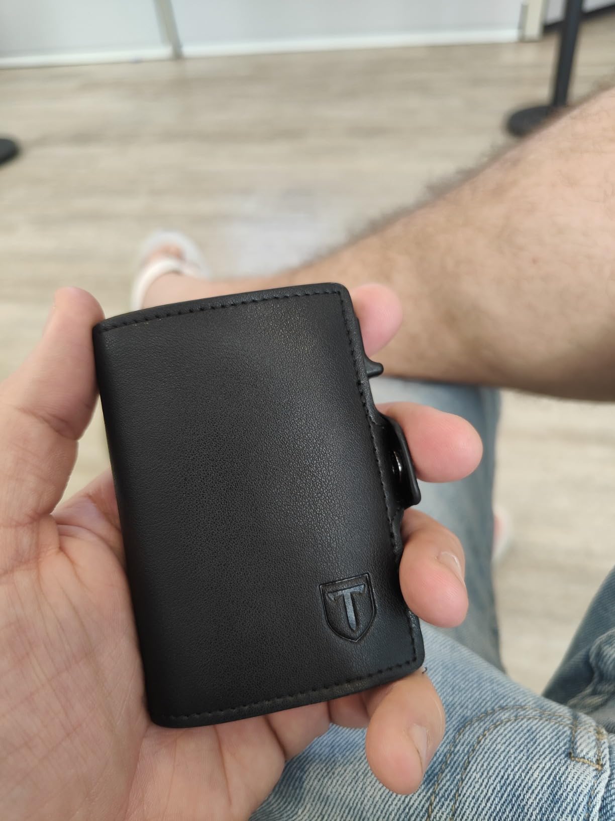 TENBST Card Holder portafoglio slim nero con protezione RFID