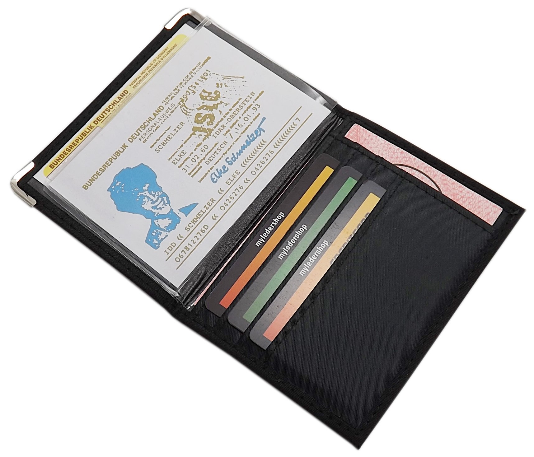 myledershop Karten- und Ausweisetuis porta carte d'identità e credito nero