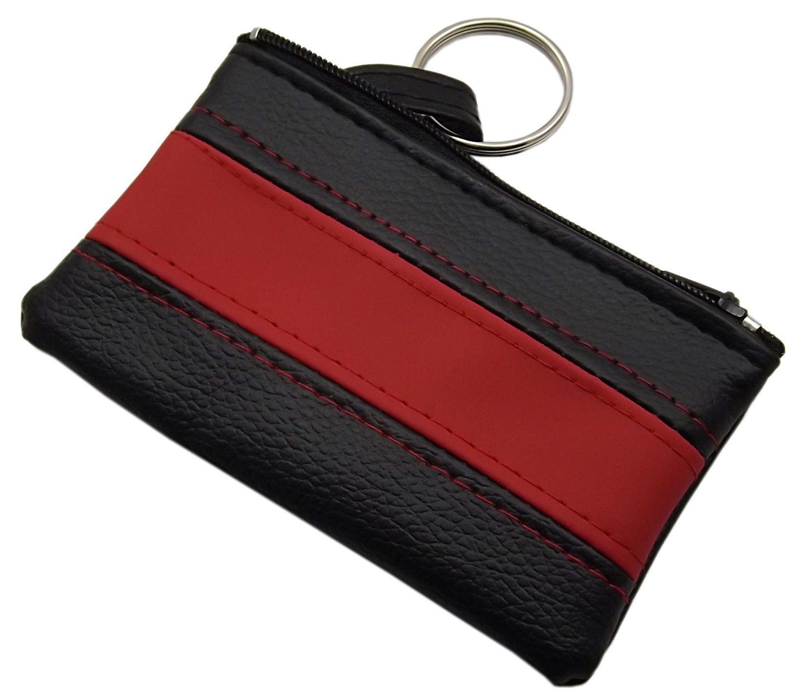 myledershop Schlüsseltaschen portachiavi con cerniera nero rosso