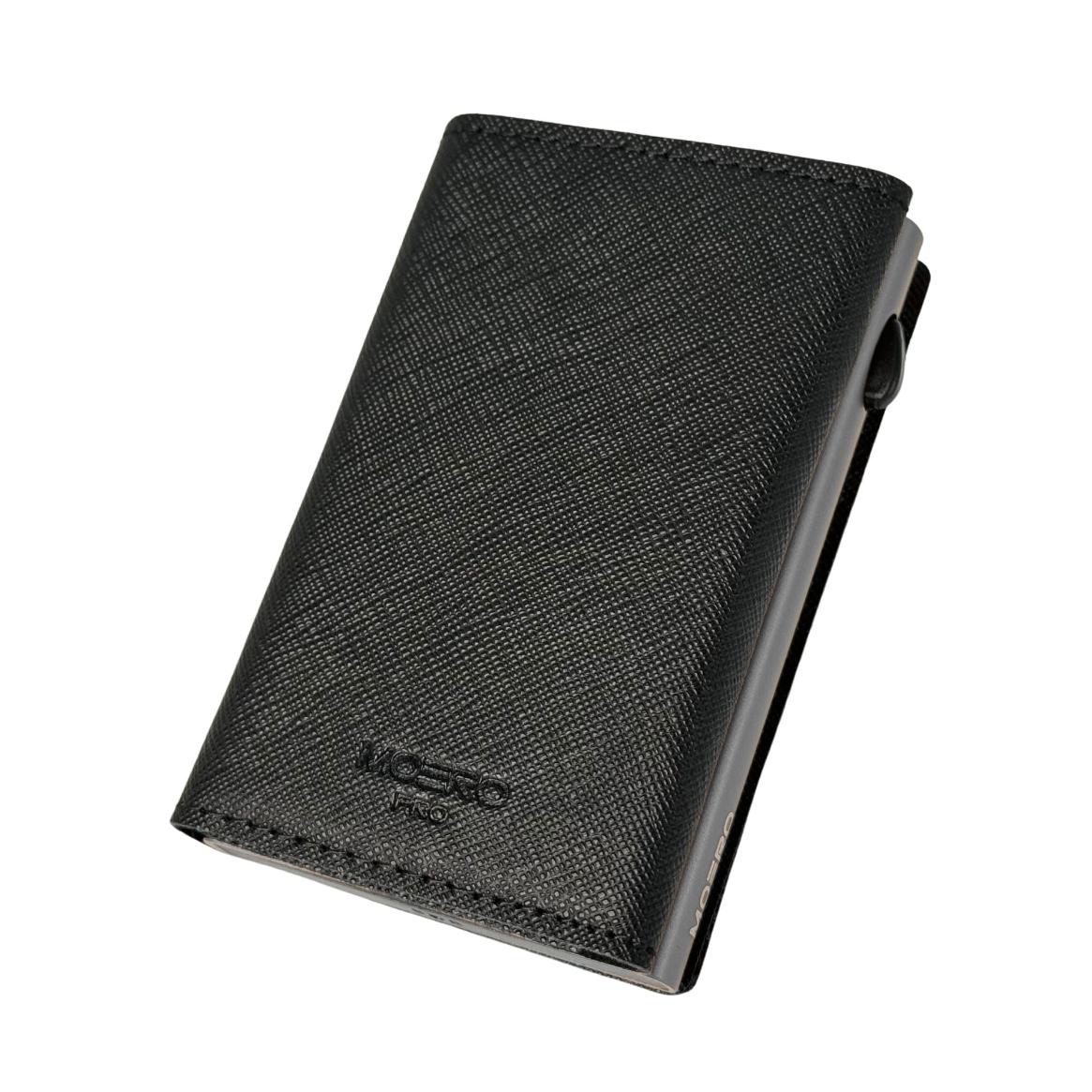 Moero Linea PRO PRO Saffiano portafoglio Nero RFID antigraffio