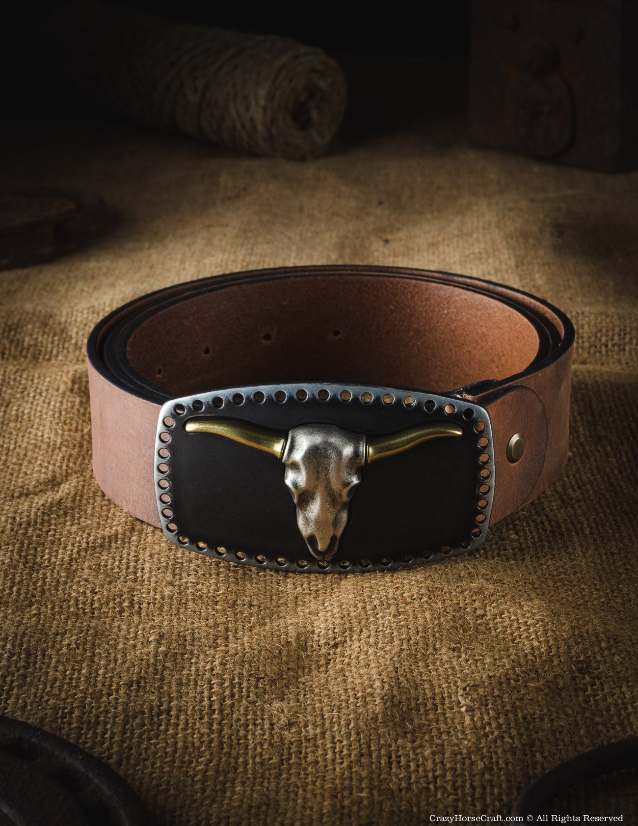 Crazy Horse Craft Belts cintura in pelle marrone classico XS