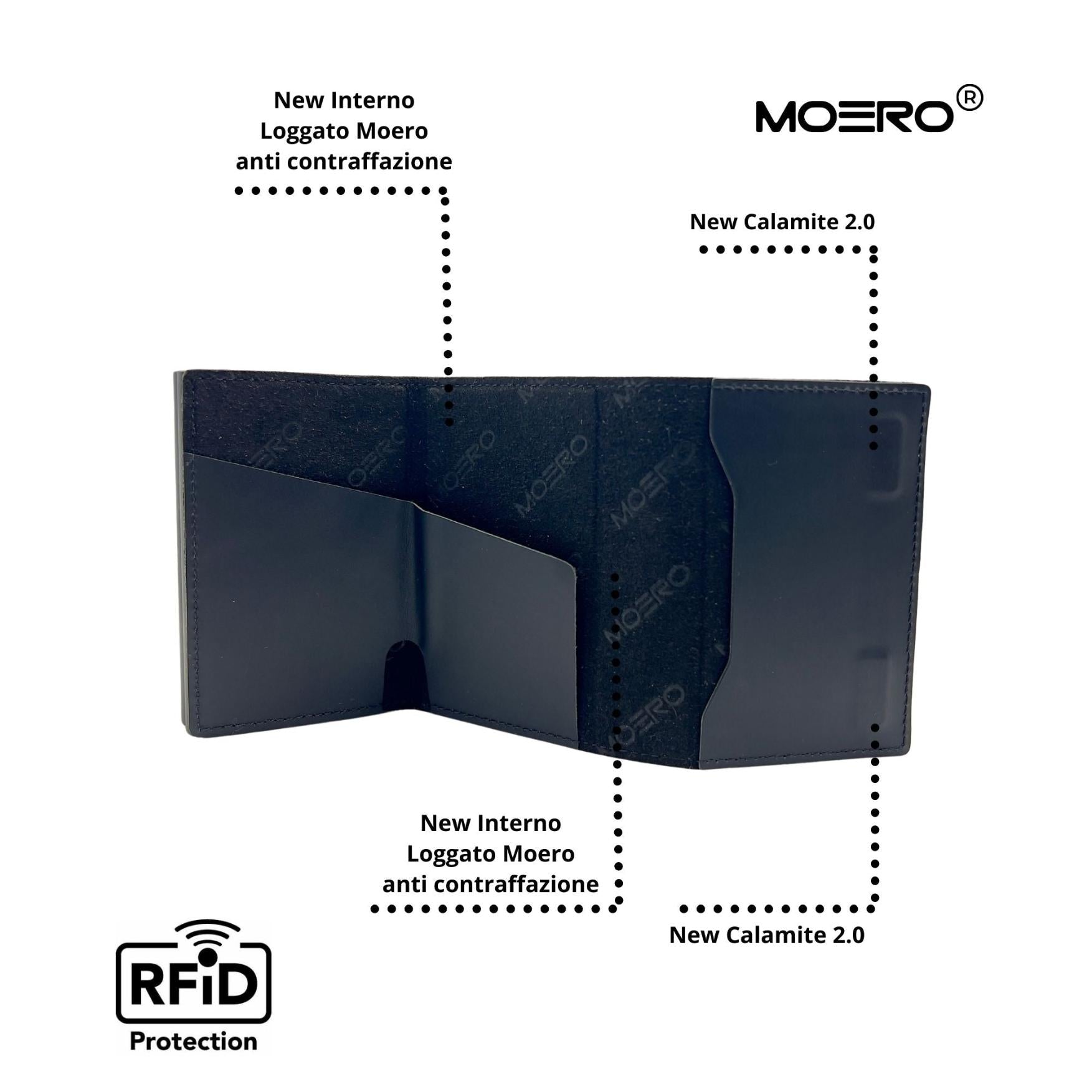 Moero Linea PRO Dual Zip portafoglio nero 15 carte con doppio portacarte