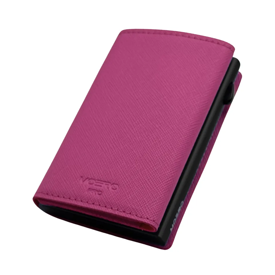 Moero Linea PRO PRO Zip Saffiano portafoglio Fucsia Pink RFID