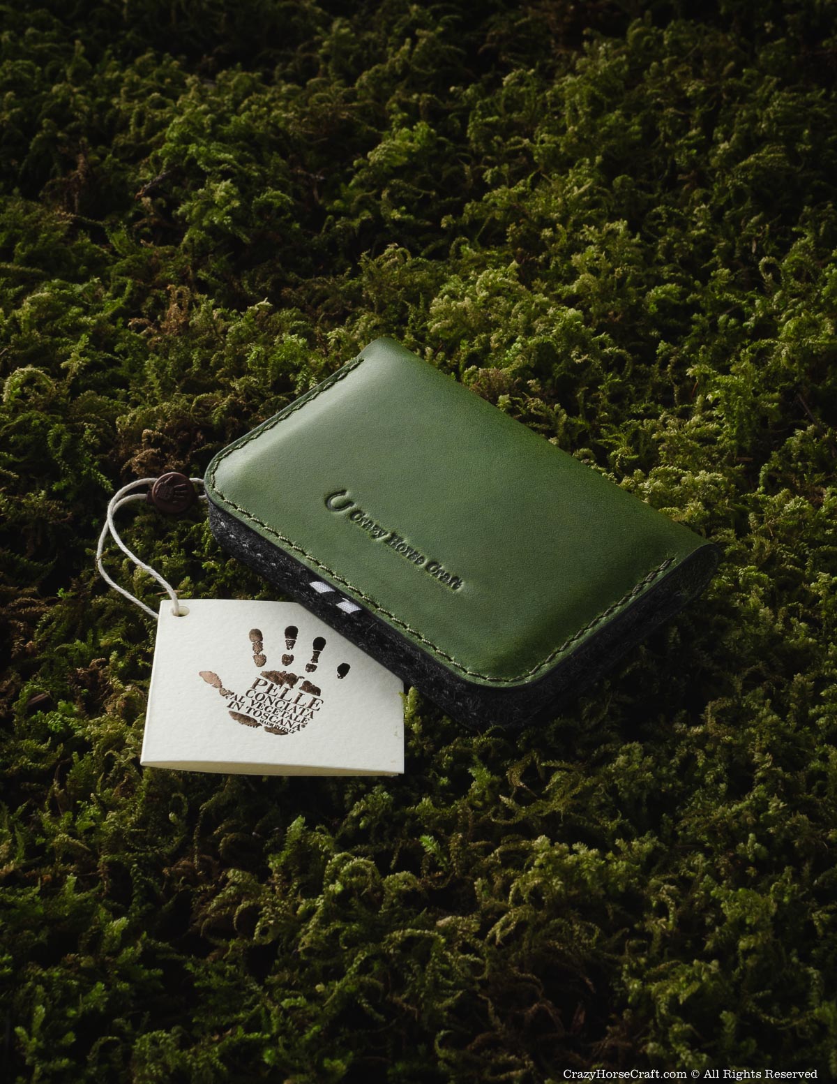 Crazy Horse Craft Wallets & Card Holders Leather Business & Credit Card Holder portacarte verde alpino