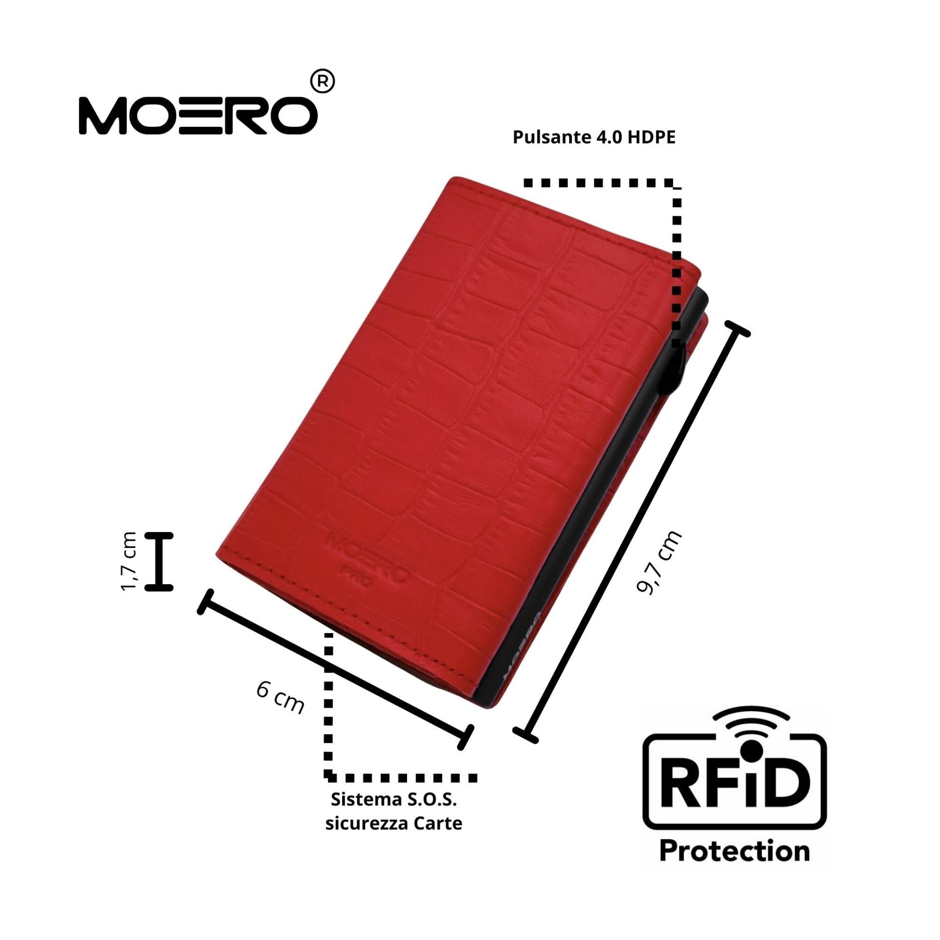 Moero Linea PRO PRO Croco portafoglio rosso effetto coccodrillo