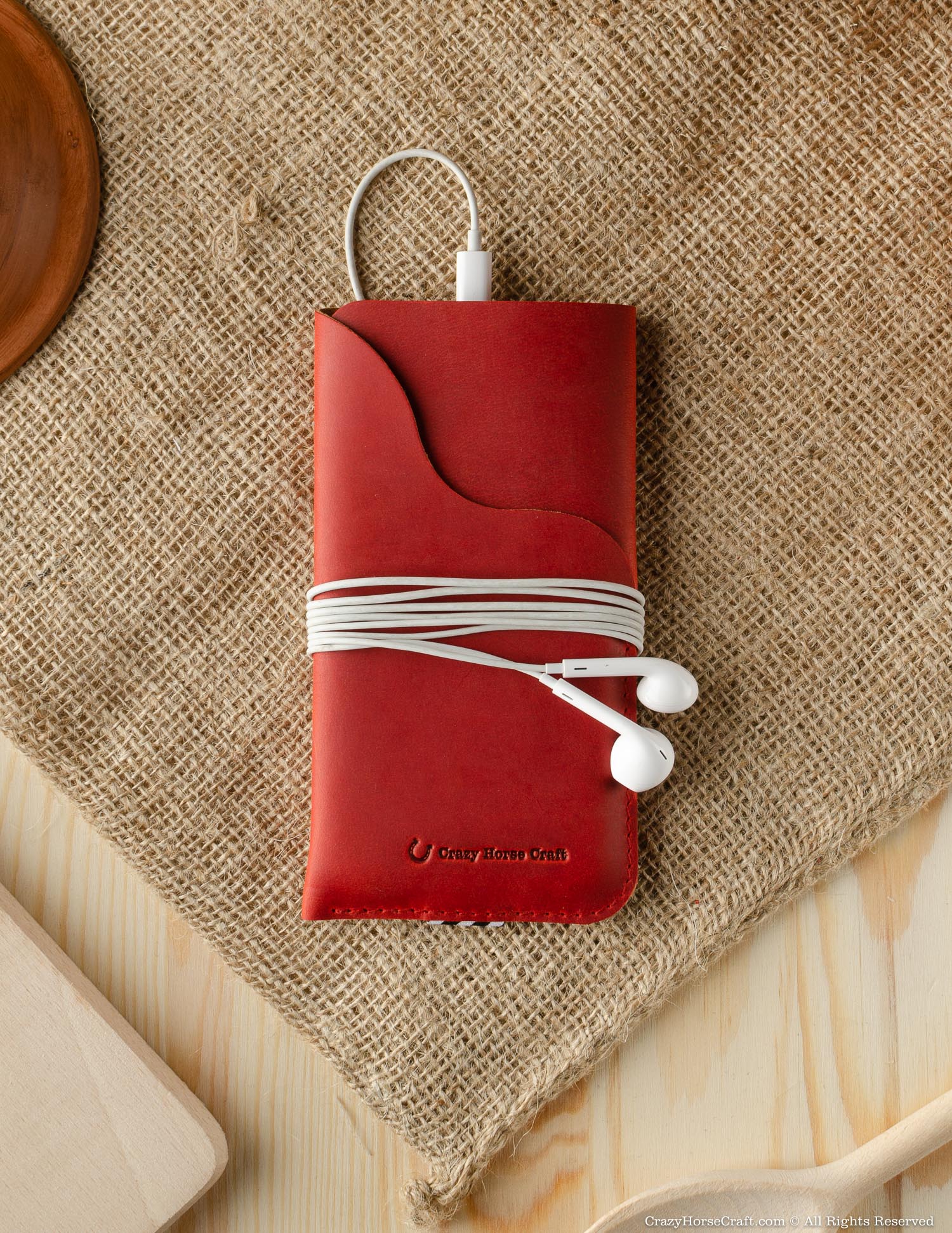 Crazy Horse Craft Phone Cases custodia portafoglio iPhone 15 Fragola Red pelle