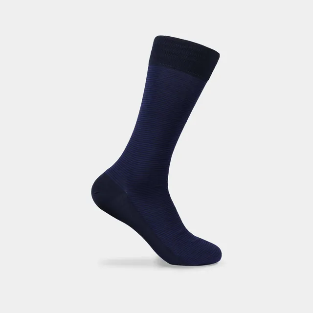 Miguel Bellido Calcetines calzini corti a righe in cotone mercerizzato blu