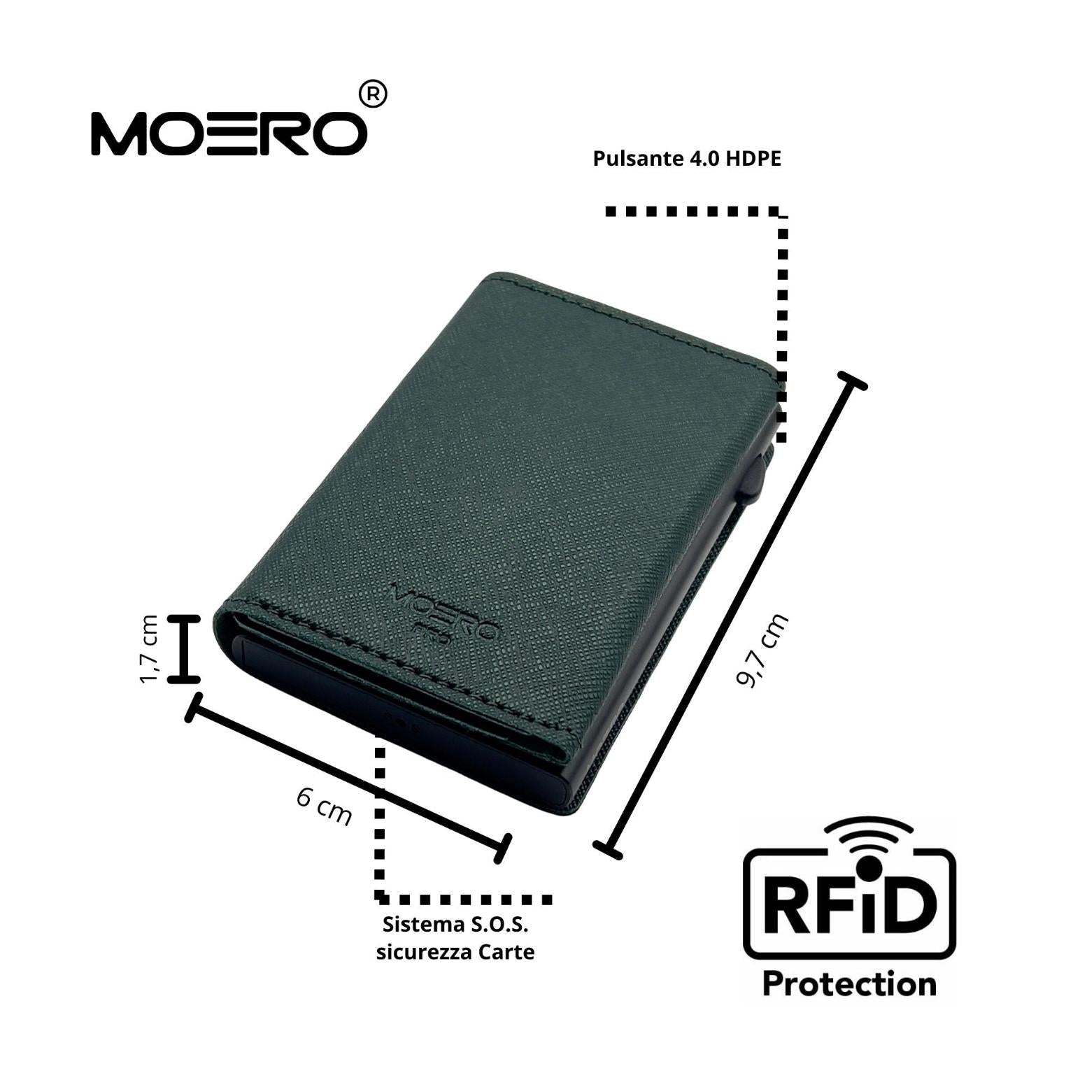 Moero Linea PRO PRO Saffiano portafoglio verde foresta RFID