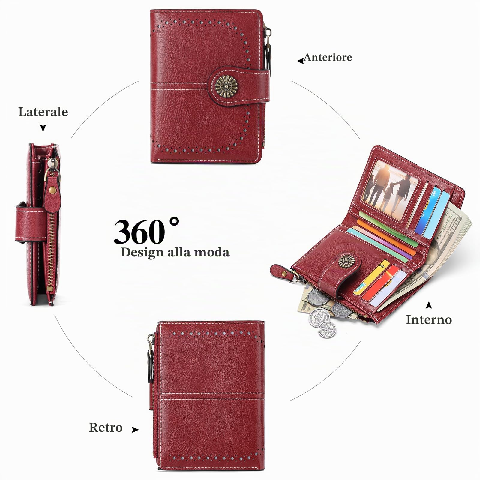 GOIACII SMALL WALLET portafoglio donna rosso compatto RFID