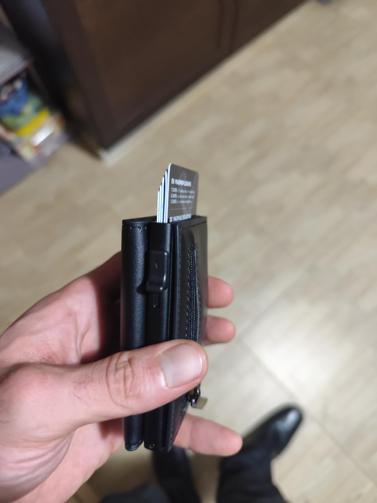 TENBST Card Holder portafoglio slim nero RFID con portamonete
